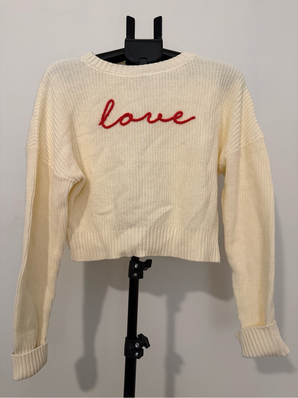 Altar'd State Cream Cable-Knit Crop Sweater